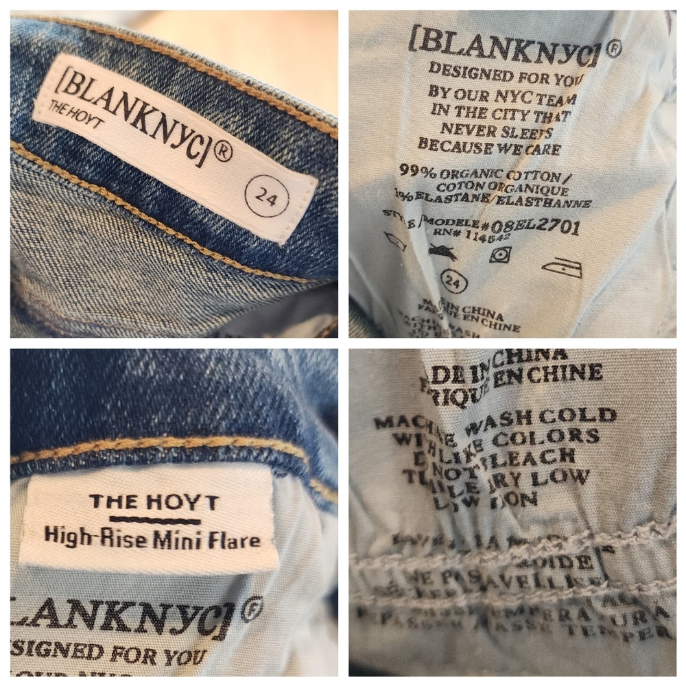 NWT Blank NYC Split Hem Mini Flare Hoyt Medium Wash Jeans Stretch Denim Size 24 - Picture 4 of 14
